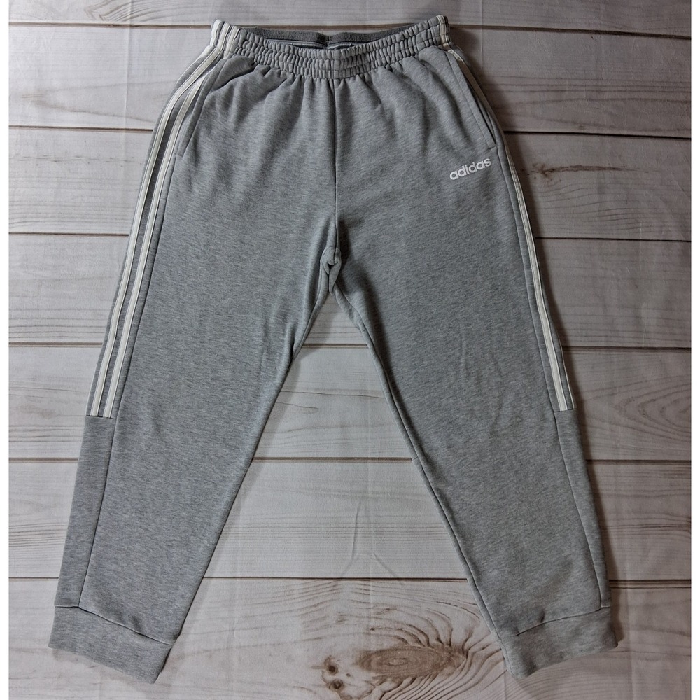 Adidas Mens L Gray 3-Stripe Sweatpants Jogger Track Pants Heather Grey Sz Large
